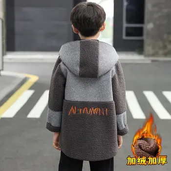 Vaikų drabužiai berniukas vilnoniai paltai rudens/žiemos 2021 nauja vaikų ilgas vilnonis kailis viduryje berniukas sustorėjimas korėjos versija