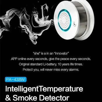 WiFi Dūmų+Šilumos Detektorius Nepriklausomų Signalizacijos Belaidžio priešgaisrinių Dūmų Jutiklių Namo Saugumo Gaisro Įrangos Smart APP Kontrolės
