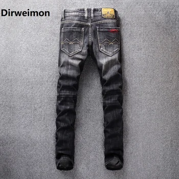 Dirweimon Naujas 2020 Originalus Dizainerio džinsus vyrų mados Prekės ženklo Kankina džinsus, Džinsinį audinį Medvilnės Džinsai Vyrams, Atsitiktinis Kelnės džinsai spausdinti