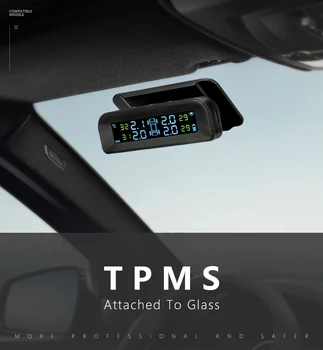 Tris psss Automatinio Ryškumo Kontrolės Saulės Energijos Automobilių Padangų Slėgio stebėjimo Sistema Reguliuojamas LCD Ekranas Belaidžio 4 Padangų