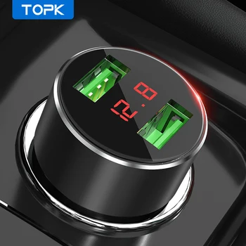 TOPK USB Automobilinis Įkroviklis 3.1 A iPhone11 X 8 7 Mobiliuoju Telefonu už 