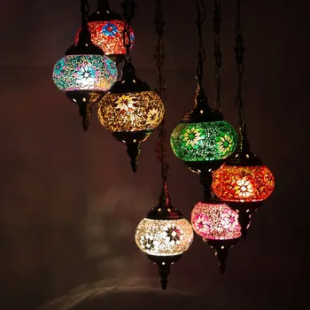 Mozaikos retro Pakabukas Lempos Rankų darbo vitražas maroko lempos, Miegamojo Baras, Virtuvė, Ravėjimas dekoro kabo lempa
