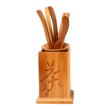 7pcs/set Kinijos Bambuko Puer Peilis Šaukštas Senovinių Rankų darbo Arbatos Ceremonijos Indus Įrašą Kiaurasamtis Kung Fu Arbatos Rinkiniai