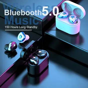 Bluetooth 5.0 Ausines TWS Belaidžio Sporto Vandeniui Ear Stereo Ausinės su Binaural Įkrovimo Langelį 
