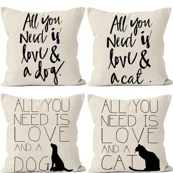 Gamyklos tiesioginės naujas medvilnės skalbiniai pillowcovers katė, šuo anglų užvalkalas sofos pagalvėlė apima 