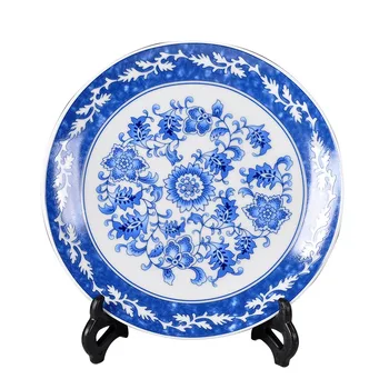 Mažas 8 colių Keramikos Mėlynos Ir Baltos Sėdi Plokštės Klasikinio Retro Kinijos Fone, Sienų Apdaila Dažymas Amatų Kambarį