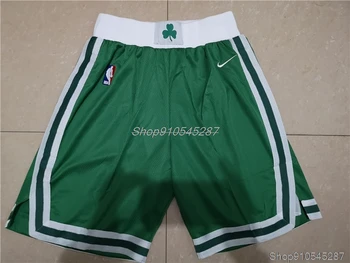 NBA Vyrų Boston Celtics Larry Bird Krepšinio šortai Apvalios Kaklo Retro Swingman Kelnes Akių Quick-Dry Prisiūta Net Šortai