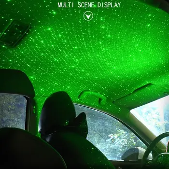 LED Automobilio Stogo Star Naktį Šviesos Projektorius Atmosfera Automobilių Lempa USB Dekoratyvinis Automobilio Salono Šviesos Reguliuojamas Kelių Apšvietimo Effec