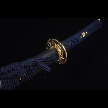 Real steel japonijos katana kardas mėlyna spalva peilis aštrus kraštas 1060 didelis anglies plieno, mediniai apvalkalas, sumažinti buteliai ir bambuko