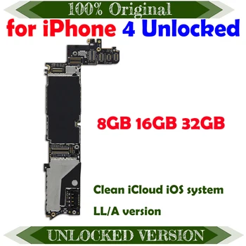Nemokamas Pristatymas iphone 4 Plokštę 16gb su Žetonų atrakinta, Visiškai Logika Lentos iphone 4 4g Mainboard 8GB 32G pakeisti