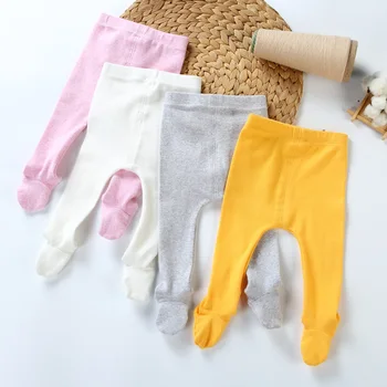 Kūdikių kojis kelnes naujagimių mergaitė berniukas aukštos juosmens, pilvo pižamos kelnės lycry medvilnės sleepwear trousers0-6-24month antblauzdžiai su kojomis