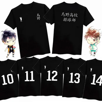 Anime Haikyuu Cosplay T-Shirts Karasuno Vidurinės Mokyklos Hinata Shyouyou Trumpas Rankovės Atsitiktinis Marškinėliai Vienodas Viršūnės