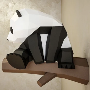 Pre-cut Panda Gyvūnų Sienų Dekoras Namų Meno Apdaila, Popieriniai,3D Low-Poly Papercraft,Rankų darbo 