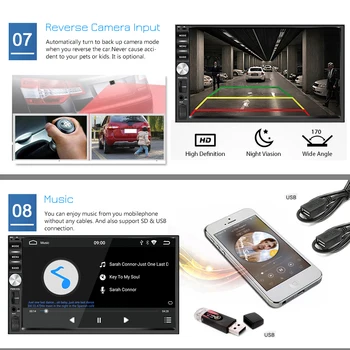 Panlelo automagnetolos, GPS Navigaciją, Android 9 7 Colių 2 Din Galvos Vienetai AM/FM/RDS Radijo Car Multimedia Player Paramos BT WiFi