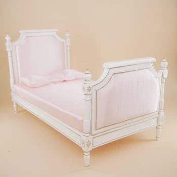 1:6 Miniatiūriniai Lėlių lova lėlės priedai modeliavimas Baldai spalvingas 13inc rožinė lova apsimesti žaisti žaislai mergaitėms dovanų