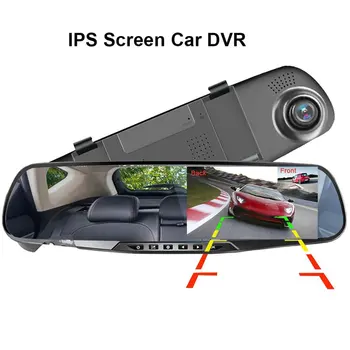 4.3 Colių Automobilių DVR Veidrodis Automobilių Dvr Kamera HD 1080P Užpakalinio vaizdo Veidrodėlis, Skaitmeninis Vaizdo įrašymo įrenginys Dual Lens Auto Brūkšnys Cam