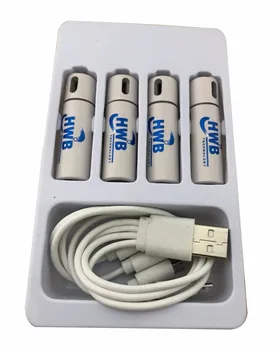 1pack(4pcs) AA 1,5 V 1200mAh USB Įkraunama Ličio Polimero Baterija, Greitas Įkrovimas Micro USB Kabelis Elektronika