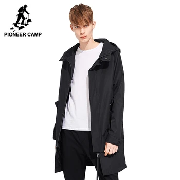 Pioneer stovykla ilgos tranšėjos paltai vyrams, prekės ženklo-drabužių atsitiktinis gobtuvu mens paltas kokybės švarkelis vyrų kailis juodas žalias AFY803121