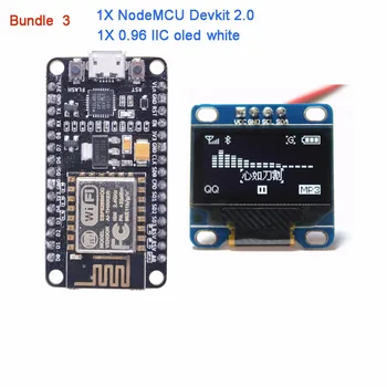NodeMCU Devkit 2.0 CP2102 IIC SPI remiantis ESP8266 ESP-12+0.96 Serijos IIC I2C OLED Ekranas Modulis RCmall DIYmall