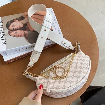 Moterų naujų mados laiškas išspausdintas krūtinės maišą mados atsitiktinis aparatūros grandines dizaino rankinės ponios universalus užtrauktukas juosmens krepšys