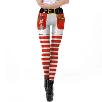 Kalėdų Raudona Balta Dryžuotas Fitneso Antblauzdžiai Seksuali Moteris Slim Legging Aukšto Juosmens Elastinga Priežastinis Blauzdinės Leggins Mujer