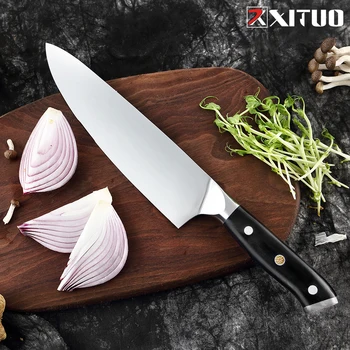 XITUO Septynių dalių Komplektas Virtuvinis Peilis Premium vokietijos Plieno Chef Peilis Mėsos Cleaver Su Žirklėmis, Peiliu Laikiklis Kepimo Įrankis