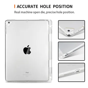 Silicio Minkštas Permatomas Aišku, TPU Case For iPad 10.2 2019 m., Pieštukas Turėtojas Planšetinio kompiuterio Dangtelis 