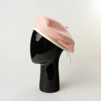 01911-HH0179 ŽIEMOS vilnos šilta balta pu kraštų lady beretė bžūp moterų laisvalaikio Moliūgų skrybėlę