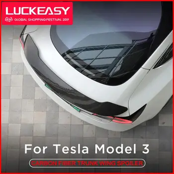 LUCKEASY Anglies Pluošto Kamieno Sparno Spoileris už Tesla model 3 2017-2021 coupe veiklos spoileris sparno Orlaivio sparno uodegos