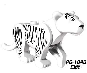 20pcs/daug PG1048 White Tiger gyvūnų žaislai Serijos Gyvūnų Blokai Žaislai Vaikams