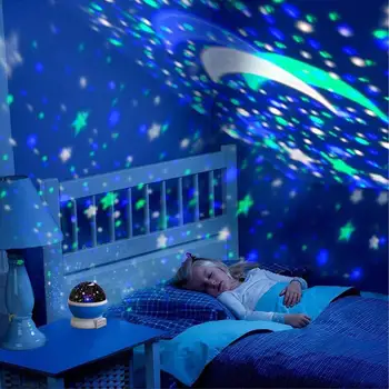 Projektorius Star Mėnulio Lempos Žvaigždėtą Naktį Šviesos diodų (LED Star Light USB Miegamasis Šalies Įkraunamas Nakties Šviesos Vaikas