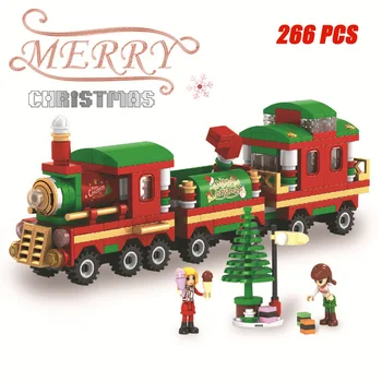 Sembo Blokai Linksmų Kalėdų Namas Modelis Blokai Santa Važiuoti Plytų Traukiniu Vežti Sunkvežimis Mini Duomenys Žaislai Vaikams Dovanos