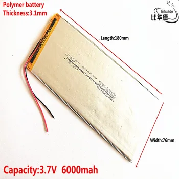 Nemokamas pristatymas 3,7 V ličio polimero 6000mah universal baterija tablet PC 3.1*76*180