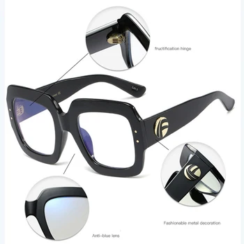 Mėlynos šviesos blokavimas taurės Moterų 2020 m. mados prekės ženklo akinių rėmas Didelis rėmas kompiuterio akinių, moteriški akinių rėmeliai