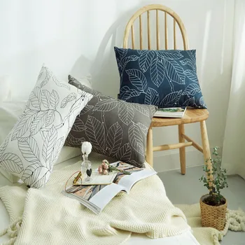 35x55/45x45cm tamsiai mėlyna/balta/ruda spausdinti pagalvėlė padengti medvilnės drobės juosmens pagalvės užvalkalą dekoratyvinis dangtelis pagalvė