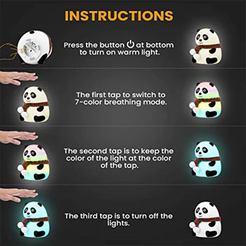 USB Įkrovimo Panda Naktį Šviesos Miegamieji su Touch 