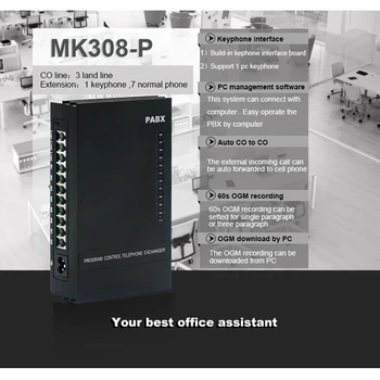 EXCELLTEL MK308 Mažas Klavišas Telefono Sistema, Mini PABX su KOMPIUTERIO valdymo programinės įrangos