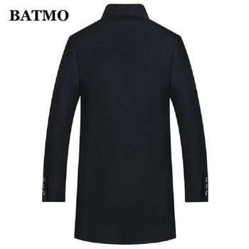 BATMO vilnos, natūralaus audinės kailio apykakle&triušio kailio įdėklas 90% baltos spalvos antis striukes vyrams,vyriški žiemos vilna tranšėjos paltai,8875