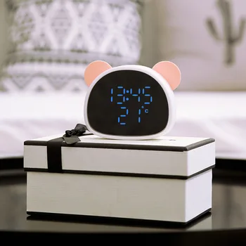 Panda žadintuvas, multi-function veidrodis, laikrodis, garso sistema su balso aktyvuota USB naktį šviesos, įkrovimo naktiniai mieguistas laikrodis