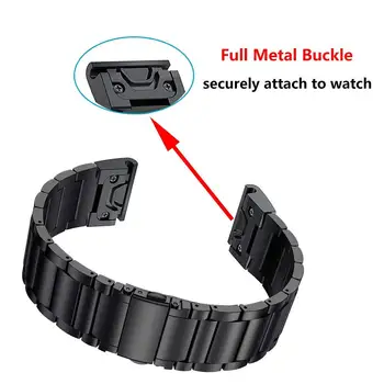 26mm Nerūdijančio Plieno Watchband Wriststrap Garmin Fenix6X 6 6S Pro 5X 5 5S Plius 3 HR 20 22mm Lengvai Tilptų Greito Atleidimo wirstband