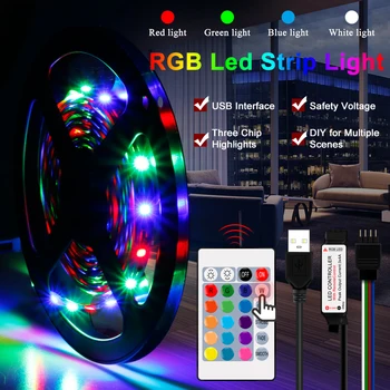 DuuToo LED RGBW Šviesos Ruože USB 0.5 1 2 3 4 Vandeniui 5M RGB Su Nuotolinio Belaidžio Pritemdomi Lanksti Led Šviesos Juostelės Juostelės Fita