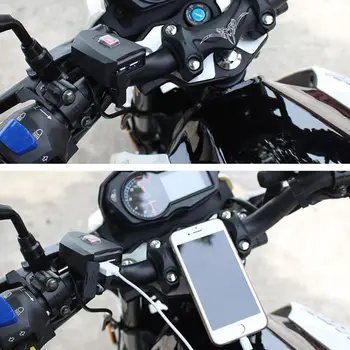 10V-80V Vandeniui Elektrinis Dviratis Motociklas Rankenos Dual USB Įkroviklio Maitinimo Adapteris Su ON OFF Jungiklis Mobilusis Telefonas GPS
