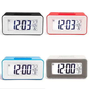 Sanda skaitmeninis laikrodis-žadintuvas, skirtas staliukas, Skaitmeninis LCD displėjus, Signalizacija su temperatūra ir kalendorių įtraukti, 8 melodijos