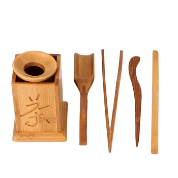 7pcs/set Kinijos Bambuko Puer Peilis Šaukštas Senovinių Rankų darbo Arbatos Ceremonijos Indus Įrašą Kiaurasamtis Kung Fu Arbatos Rinkiniai