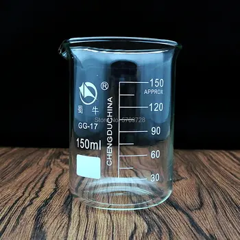 1Set Lab Stiklo Stiklinę 25/50/100/150/500ml boro silikatinio Stiklo, Laboratorijų Matavimo Indai Mokyklos Studija Lab Stiklo Stiklinę rinkinys