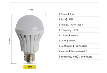 AC85-265V E27 5W 9W 7W 12W LED Smart Avarinės Šviesos diodų (Led) Lemputę, daugkartinio Įkrovimo Baterija Apšvietimo Lempos Protingas Stebuklinga Bombillas