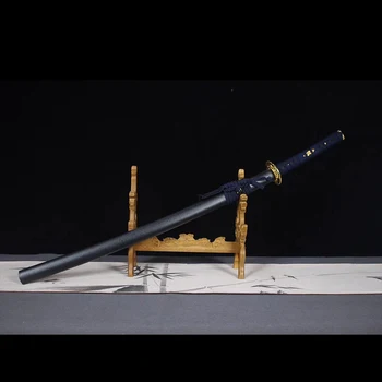 Real steel japonijos katana kardas mėlyna spalva peilis aštrus kraštas 1060 didelis anglies plieno, mediniai apvalkalas, sumažinti buteliai ir bambuko