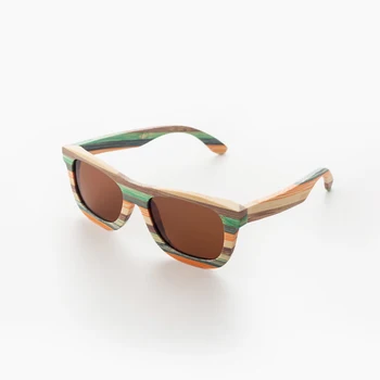 Nauja stiliaus prekės ženklo Derliaus spalvotų Medinių Poliarizuoti akiniai nuo saulės moterims, vyrams, Spalvinga Bambuko saulės akiniai Paplūdimio akiniai