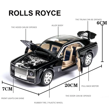 1:24 Rolls Royce Phantom Automobilio Modelį Lydinio Diecast Žaislinės Transporto Priemonės Garso, Šviesos, Traukti Atgal, Vaikams Automobilių Dovanų Kolekcija Nemokamas Pristatymas
