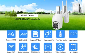 KuWFi 1080P 4G SIM Kortelės Camera PTZ 2.0 MP Belaidžio Wifi Kamera, Apsaugos Automatinio Fokusavimo Smart Naktinio Matymo Vaizdo Stebėjimas